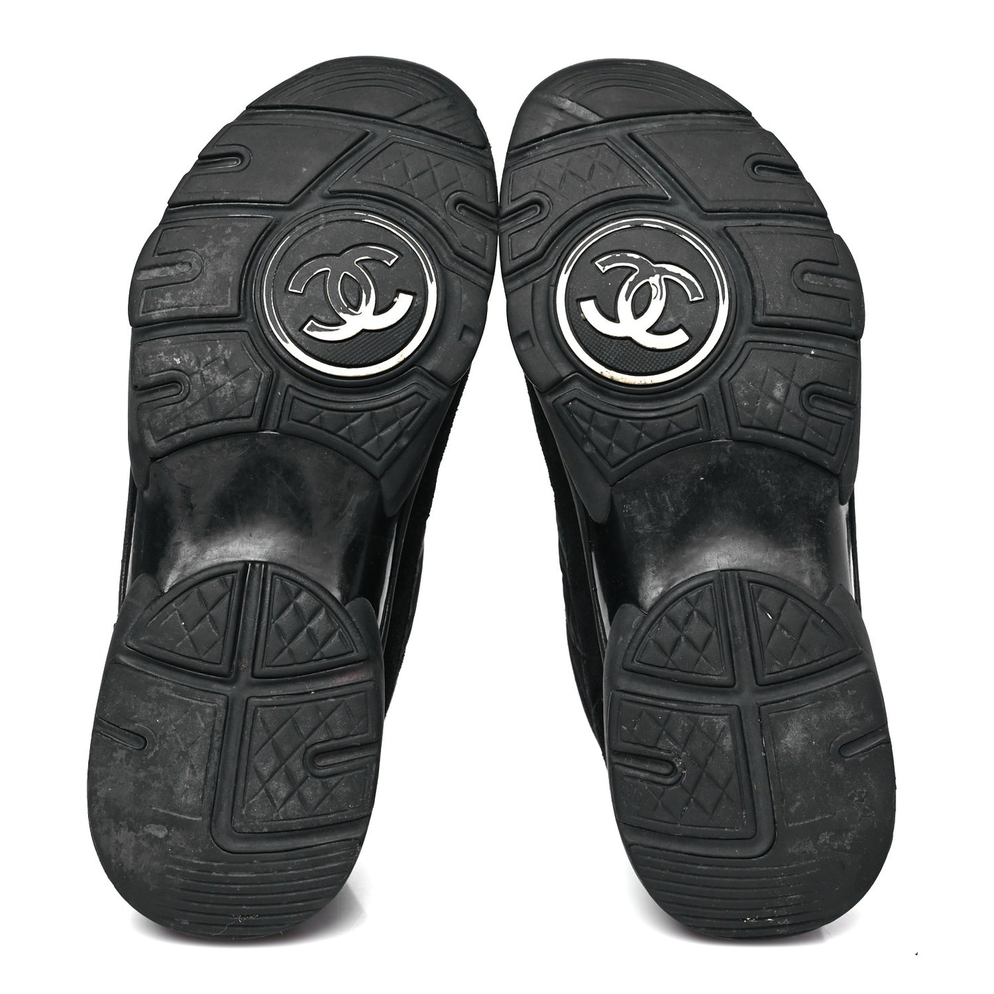 Fabric Calfskin Suede CC Sneakers  37.5 Black