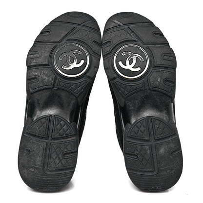 Chanel Fabric Calfskin Suede CC Sneakers  37.5 Black 6 of 8