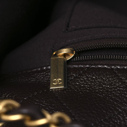 Chanel Grained Calfskin Quilted XXL Travel Flap Bag Dark Brown 12 of 12