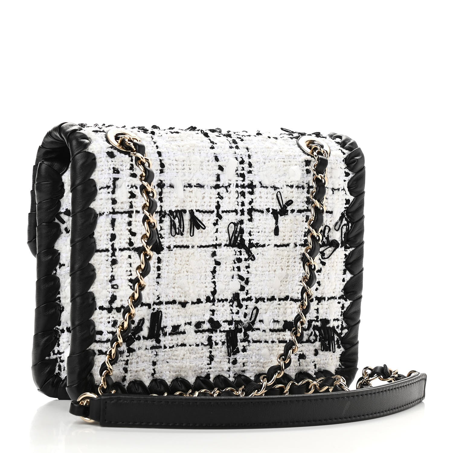 Chanel Tweed Braided Calfskin Mini My Own Frame Flap Grey Black 3 of 11