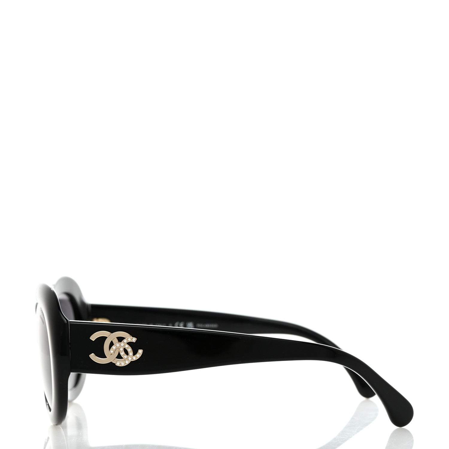 Chanel Acetate Polarized Oval CC Sunglasses 5469-B Black 3 of 8