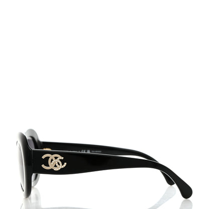 Chanel Acetate Polarized Oval CC Sunglasses 5469-B Black 3 of 8