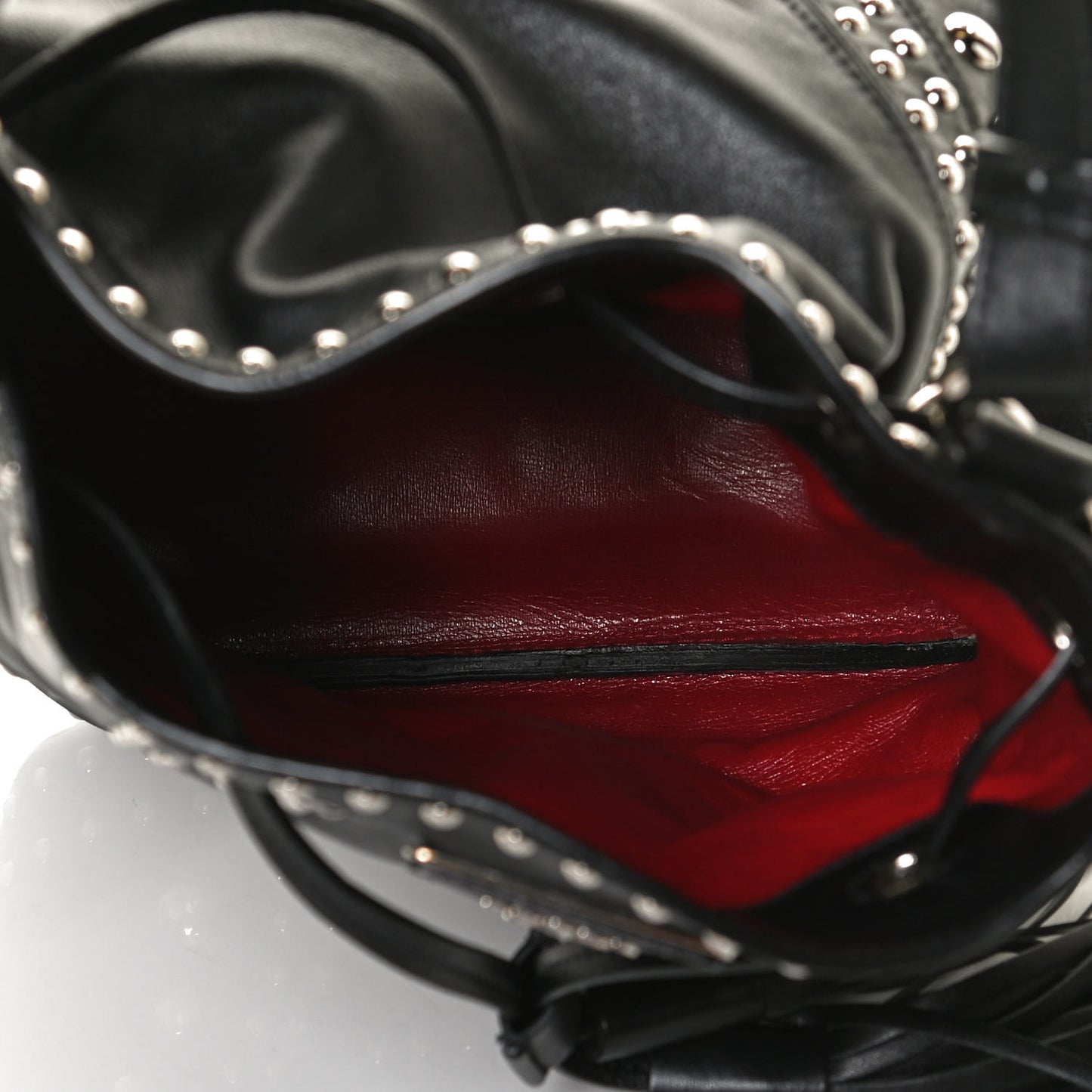 Soft Calf Studded Bucket Bag Black