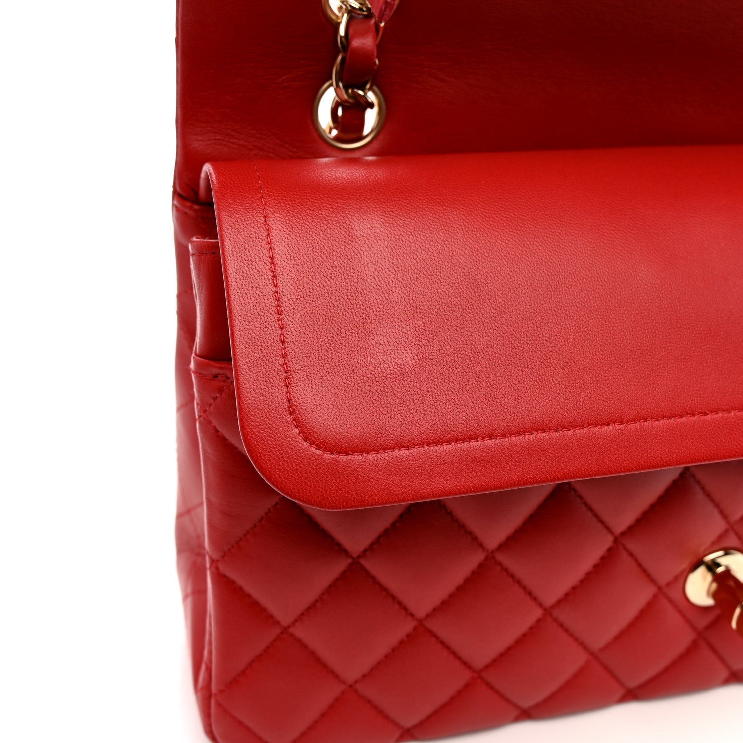 Chanel Lambskin Quilted Medium Double Flap Red 12 of 15