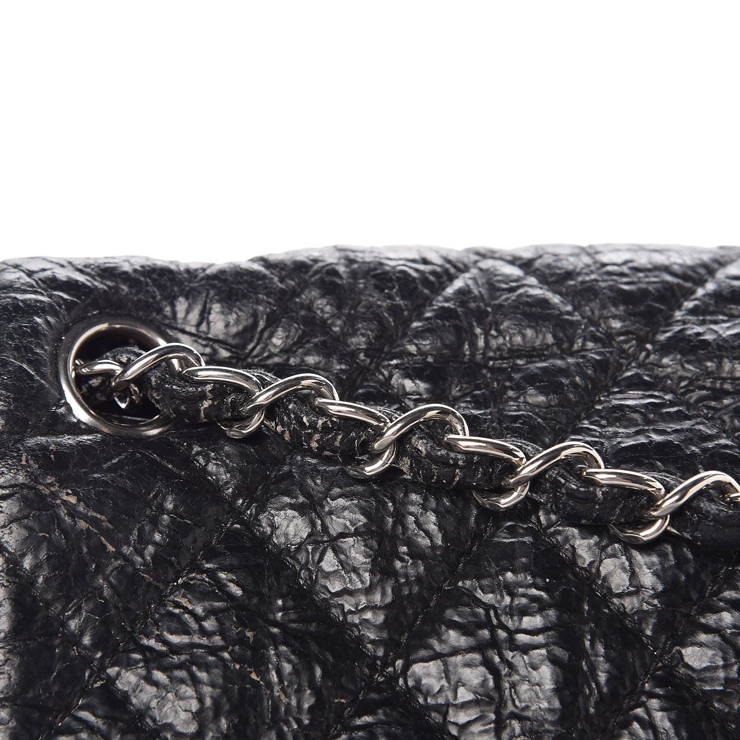 Chanel Crackled Calfskin Quilted Large Flap Black 14 of 14