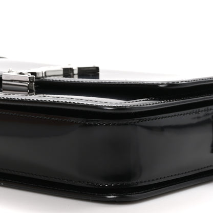 Saint Laurent Glazed Calfskin Monogram Medium Solferino Satchel Black 9 of 10