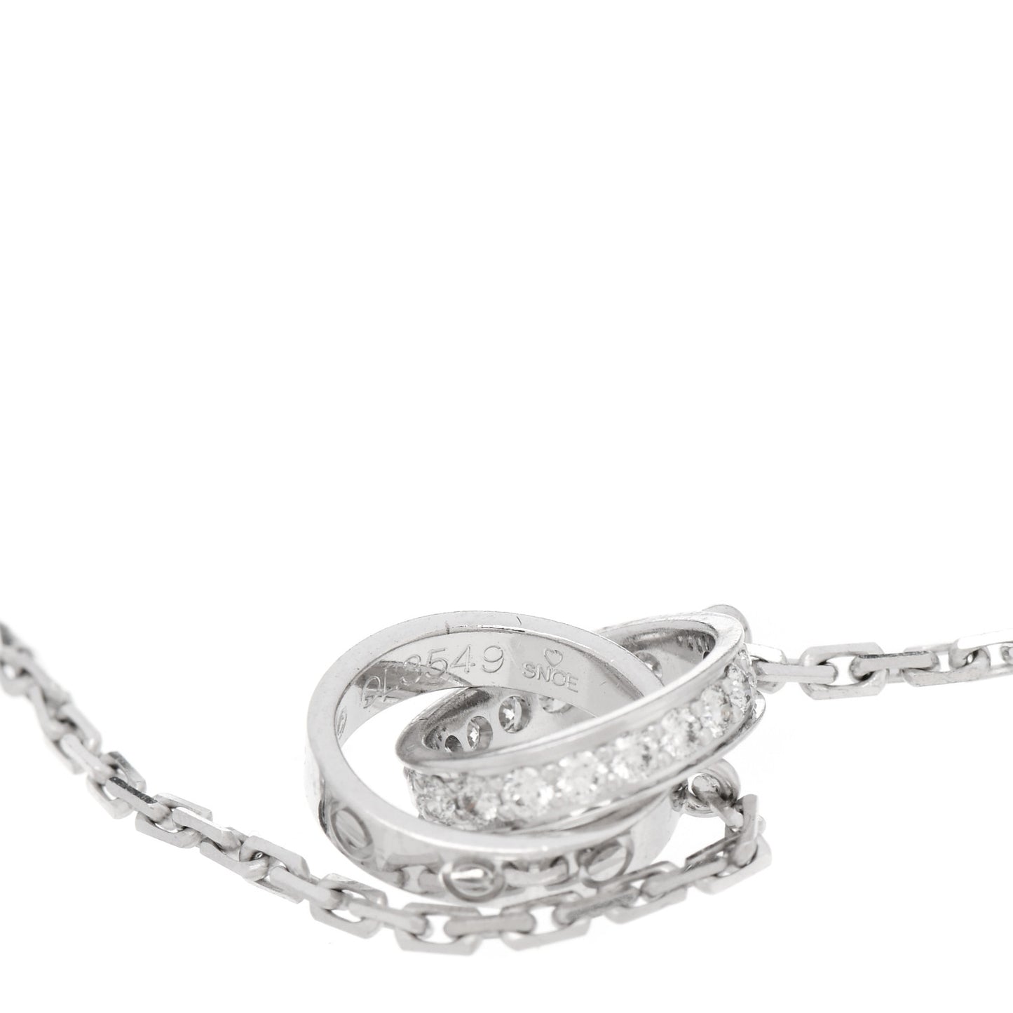 18K White Gold Diamond Interlocking LOVE Necklace