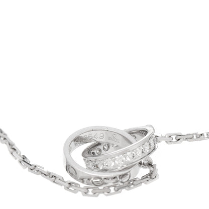 Cartier 18K White Gold Diamond Interlocking LOVE Necklace 5 of 6