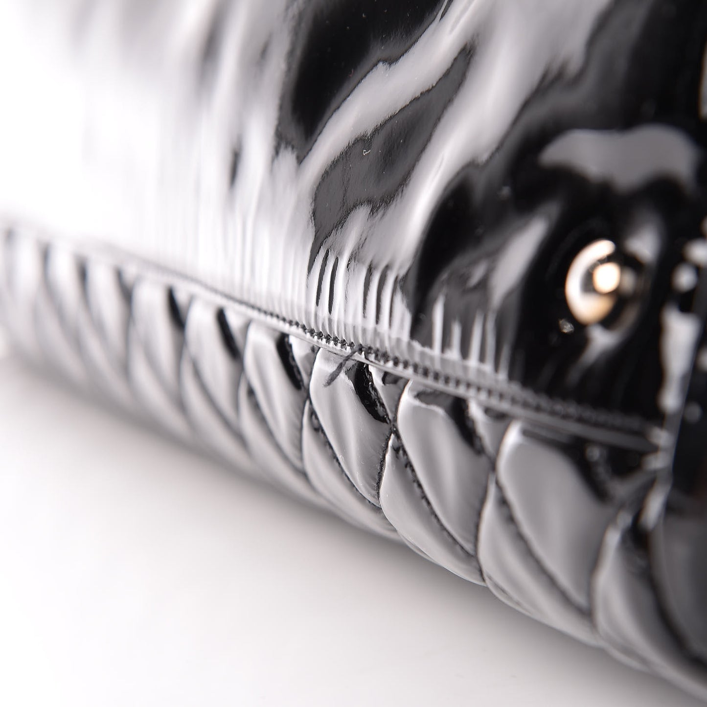 Patent Quilted Maxi Just Mademoiselle Bowling Bag Black