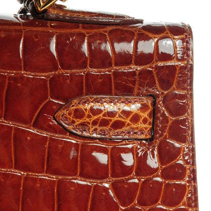 Hermes Shiny Porosus Crocodile Kelly Sellier 32 Miel 4 of 30