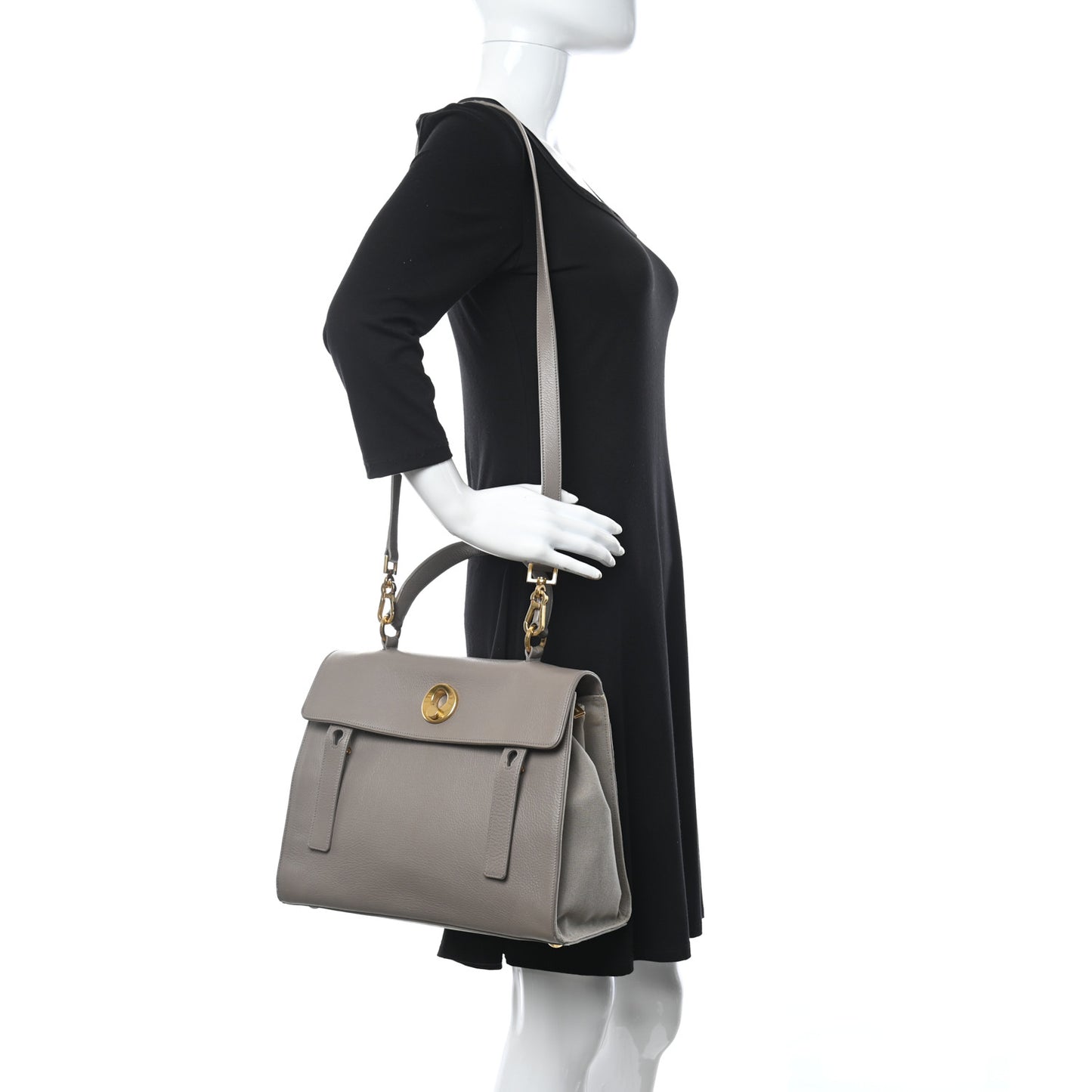 Calfskin Canvas Medium Muse Two Grey