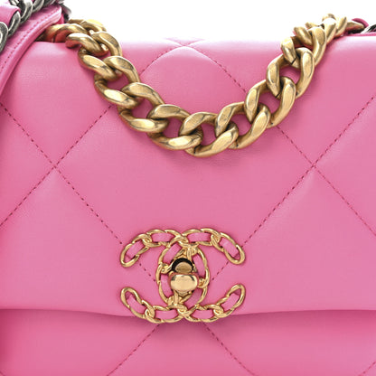 Chanel Shiny Lambskin Quilted Medium Chanel 19 Flap Neon Pink 8 of 11