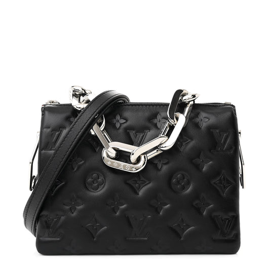 Lambskin Embossed Monogram Coussin BB Black