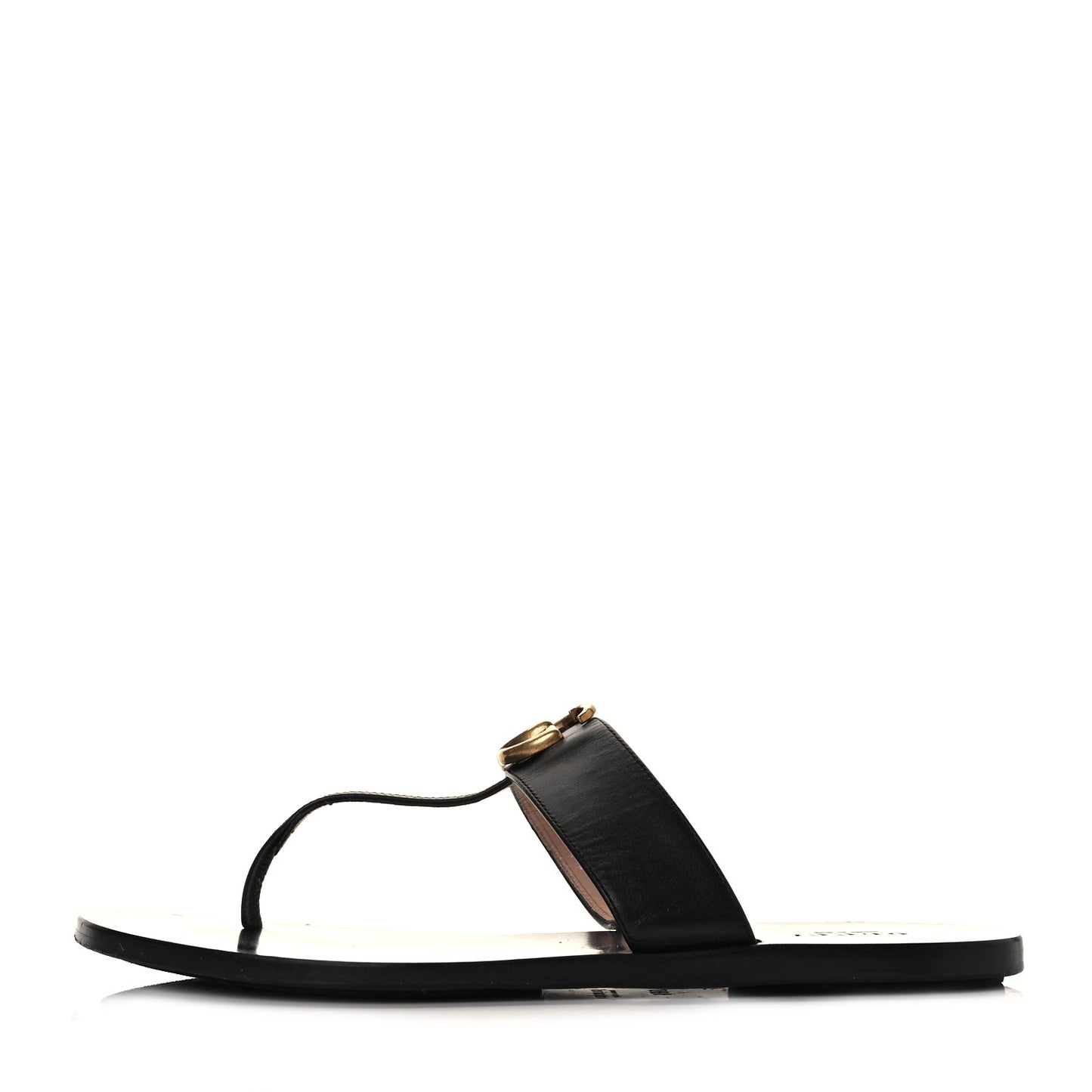Calfskin GG Marmont Thong Sandals 38.5 Black