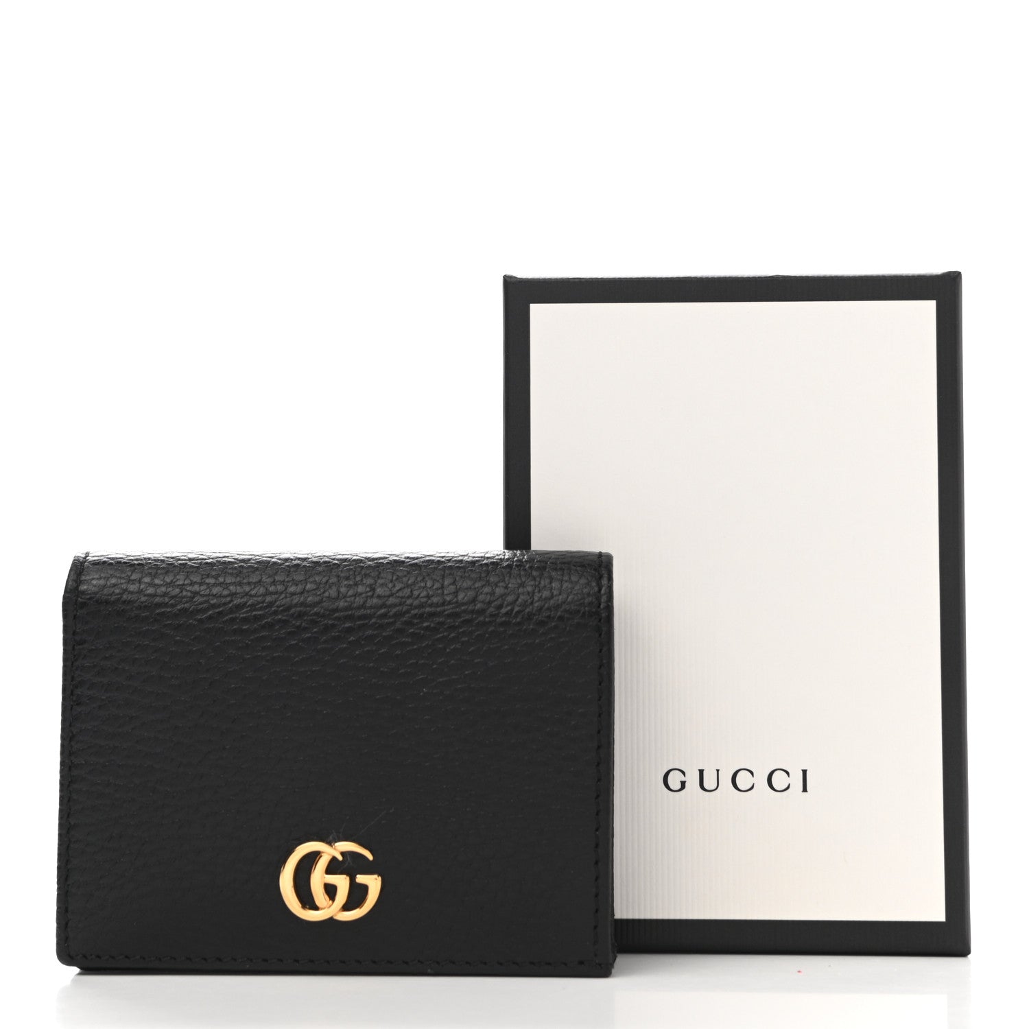 Gucci Pebbled Calfskin GG Marmont Card Case Black 8 of 8