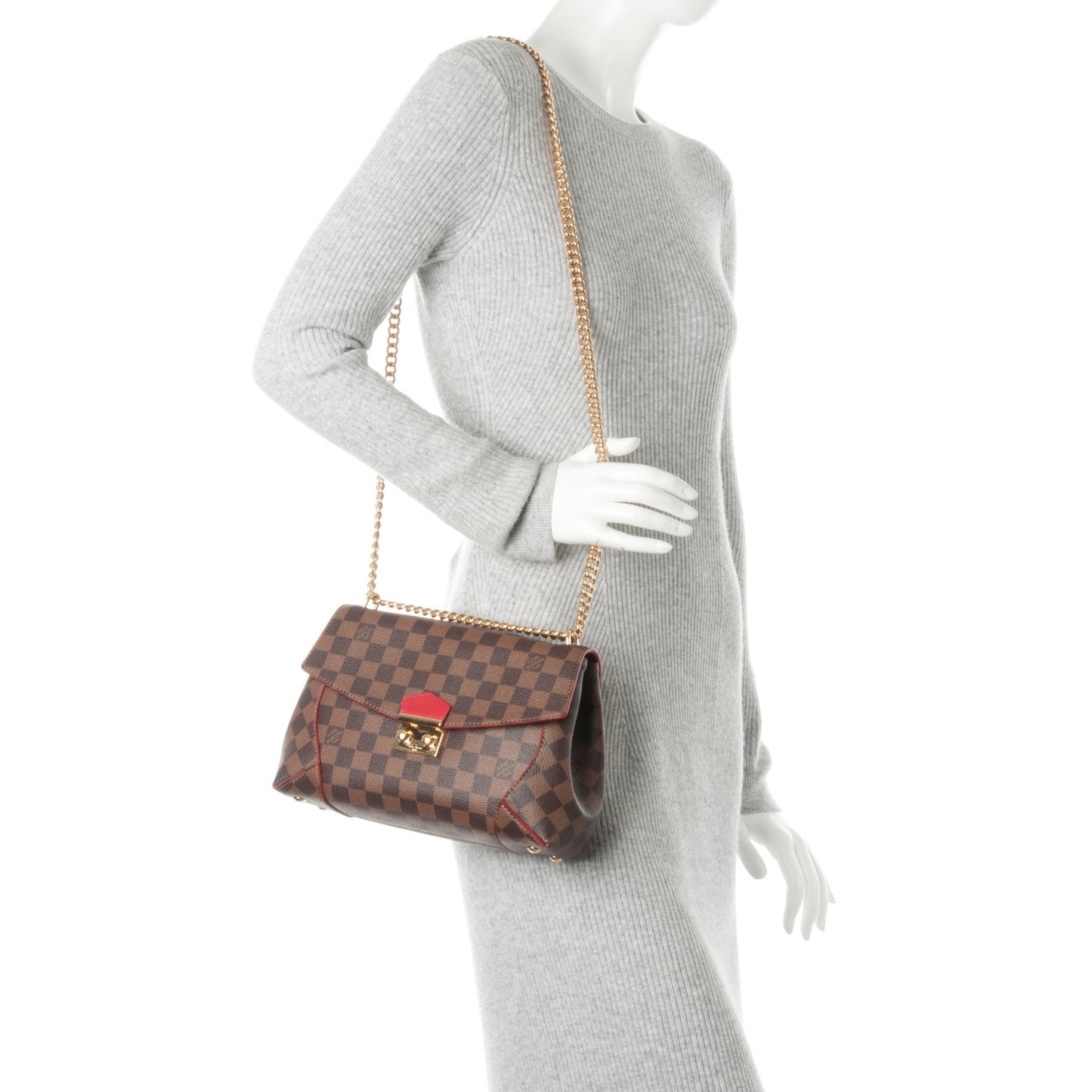 Damier Ebene Caissa Clutch Cherry