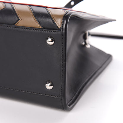 Fendi Vitello Century F is Fendi FF Diagonal Inlay Small Runaway Satchel Fango Black Fragola 6 of 11