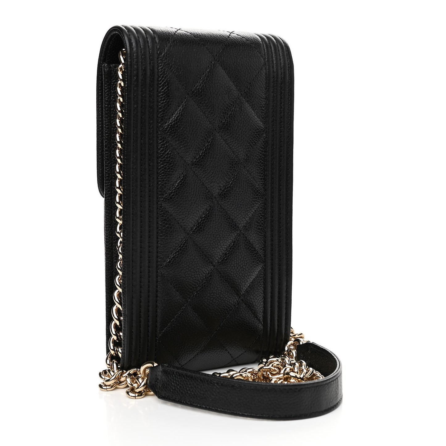 Caviar Quilted Boy Phone Holder Black