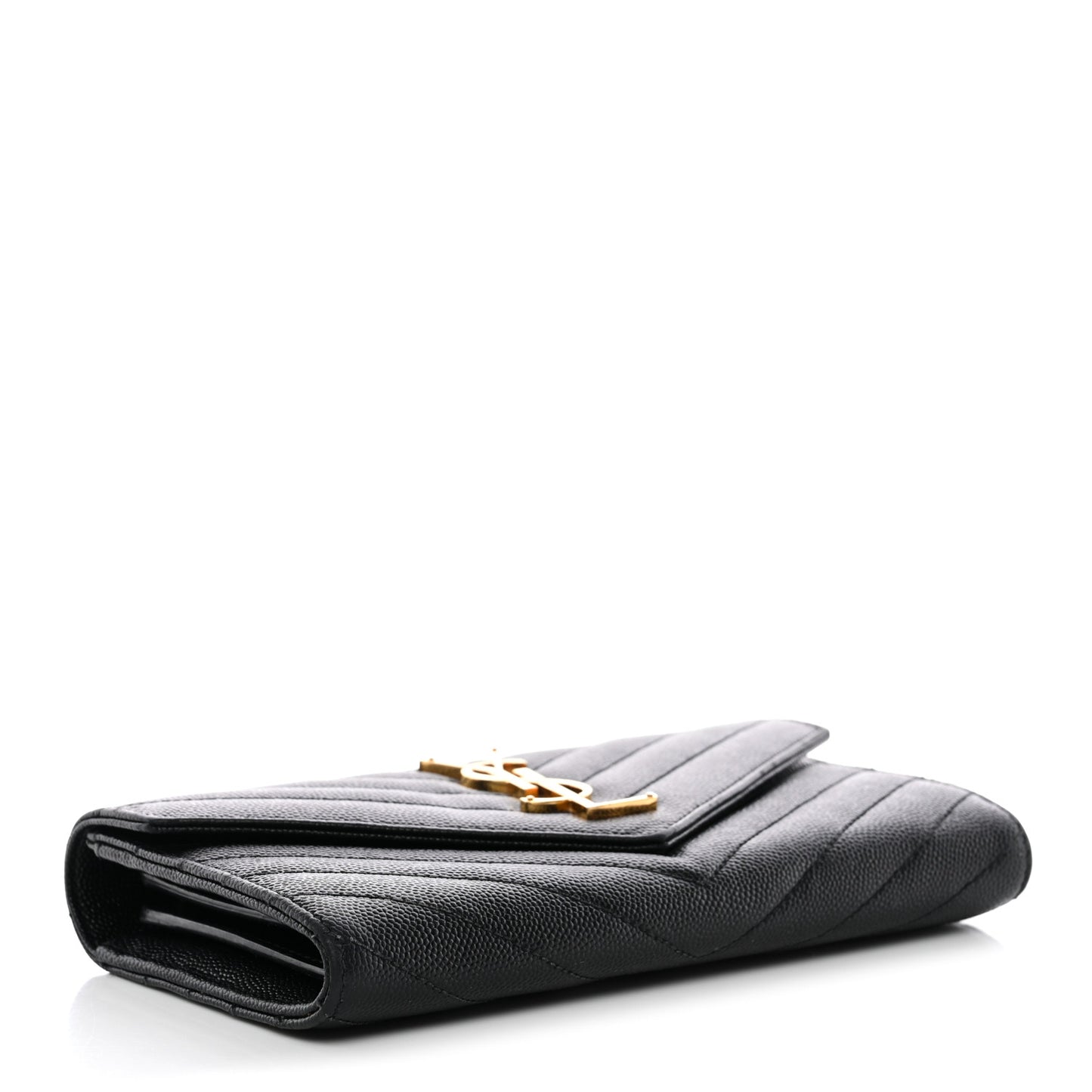 Grain De Poudre Matelasse Chevron Monogram Flap Wallet Black
