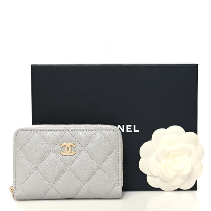 Chanel Caviar Quilted Zip Coin Purse Grey 9 of 9