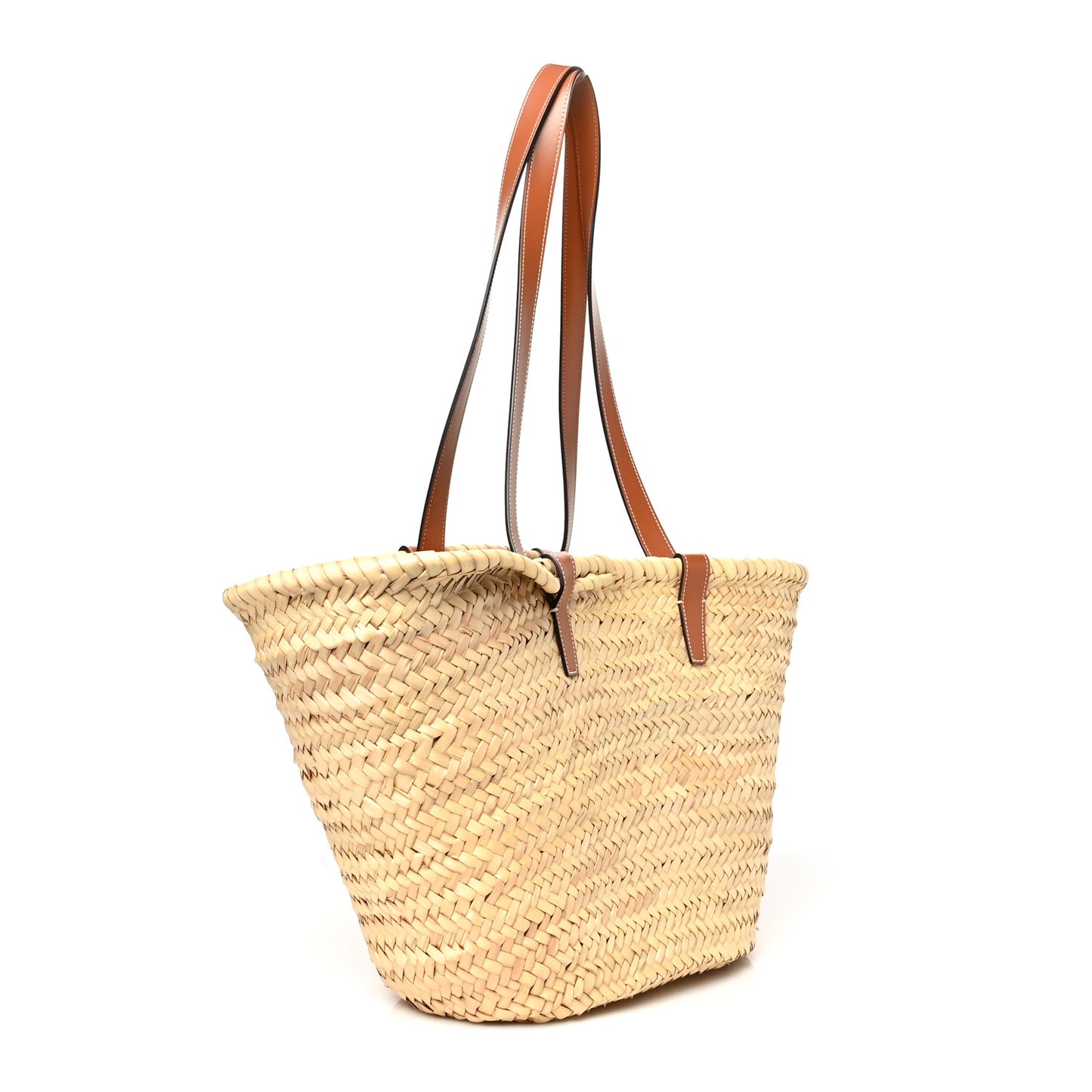 Raffia Calfskin Triomphe Medium Panier Tan