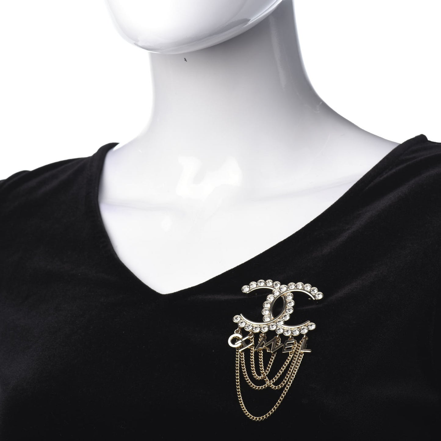 Metal Crystal Bow-tiful CC Chain Brooch Gold