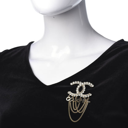 Chanel Metal Crystal Bow-tiful CC Chain Brooch Gold 2 of 4