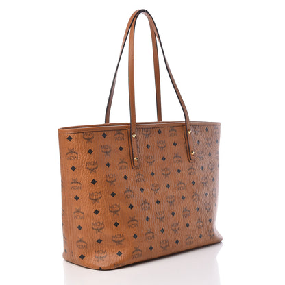 MCM Visetos Medium Anya Top Zip Shopper Tote Cognac 4 of 11