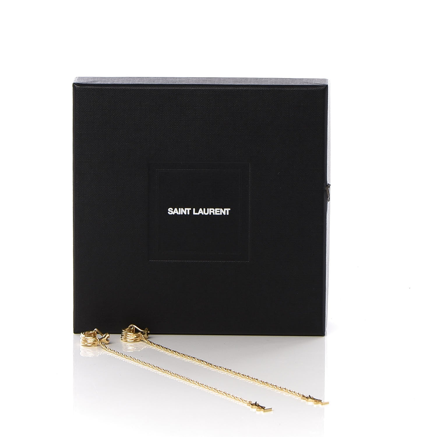 Saint Laurent Metal Opyum Clip On Drop Earrings Gold 5 of 5