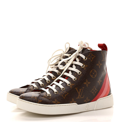 Louis Vuitton Calfskin Patent Monogram Stellar Sneaker Boots 35 Rouge 3 of 8