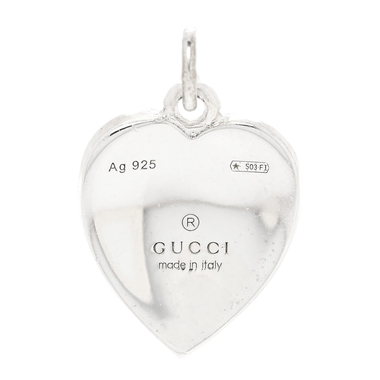 Sterling Silver Enamel Interlocking G Heart Pendant Red