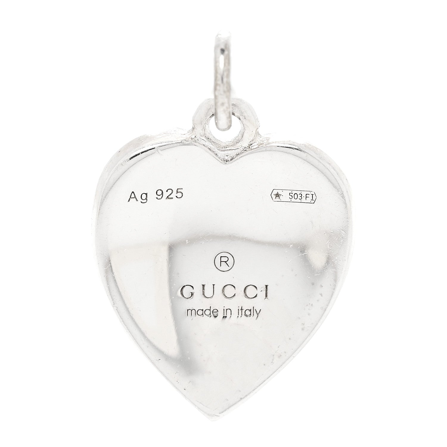 Gucci Sterling Silver Enamel Interlocking G Heart Pendant Red 3 of 3