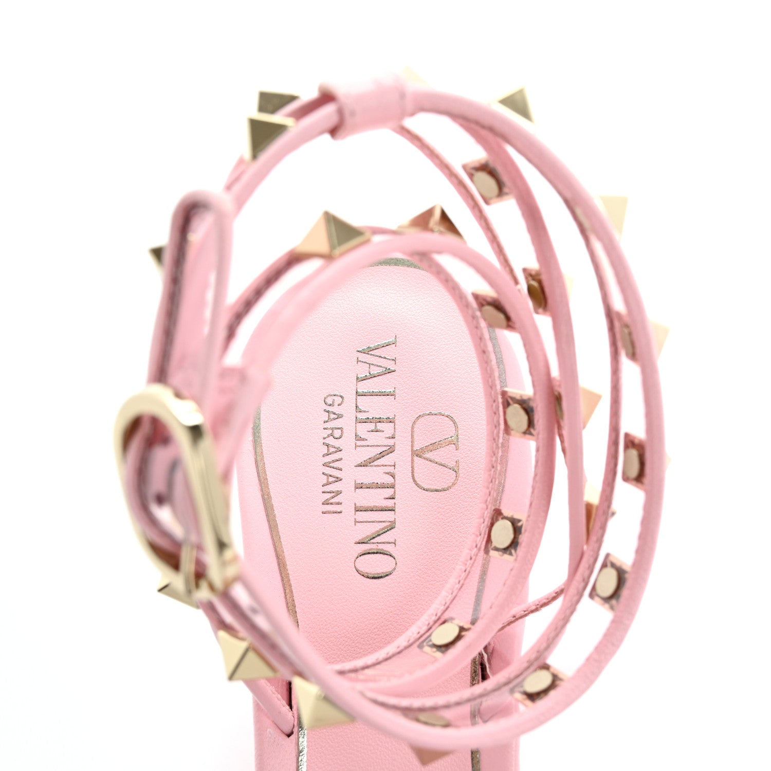 Valentino Garavani Nappa Rockstud PVC Ankle Straps Sandals 36 Rose Couture 7 of 12