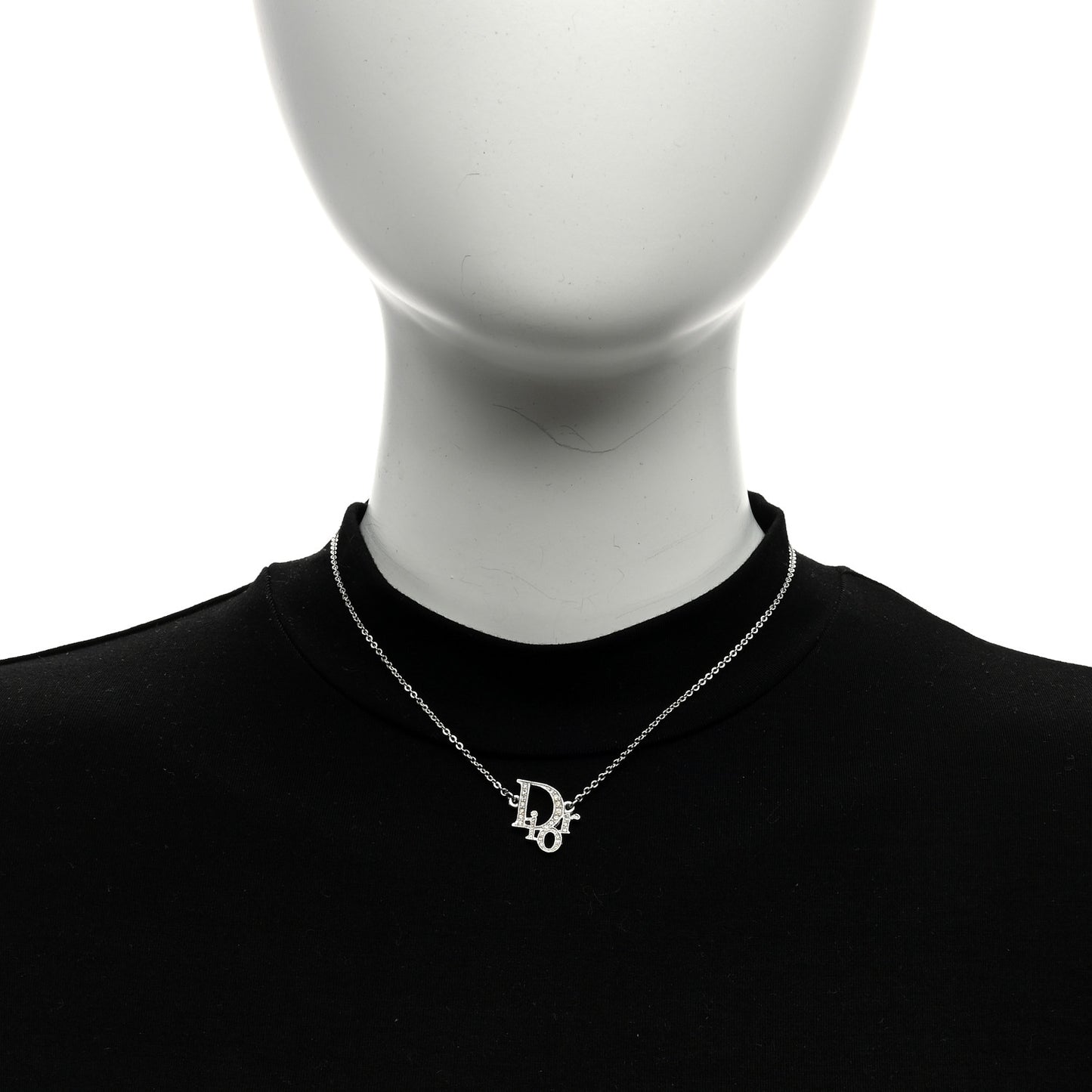 Crystal Logo Necklace Silver