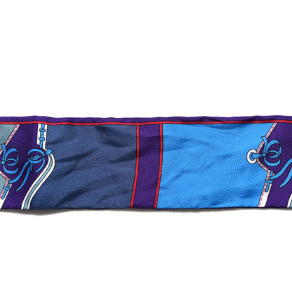 Hermes Silk Camails Twilly Scarf Violet Azure Celado 5 of 5