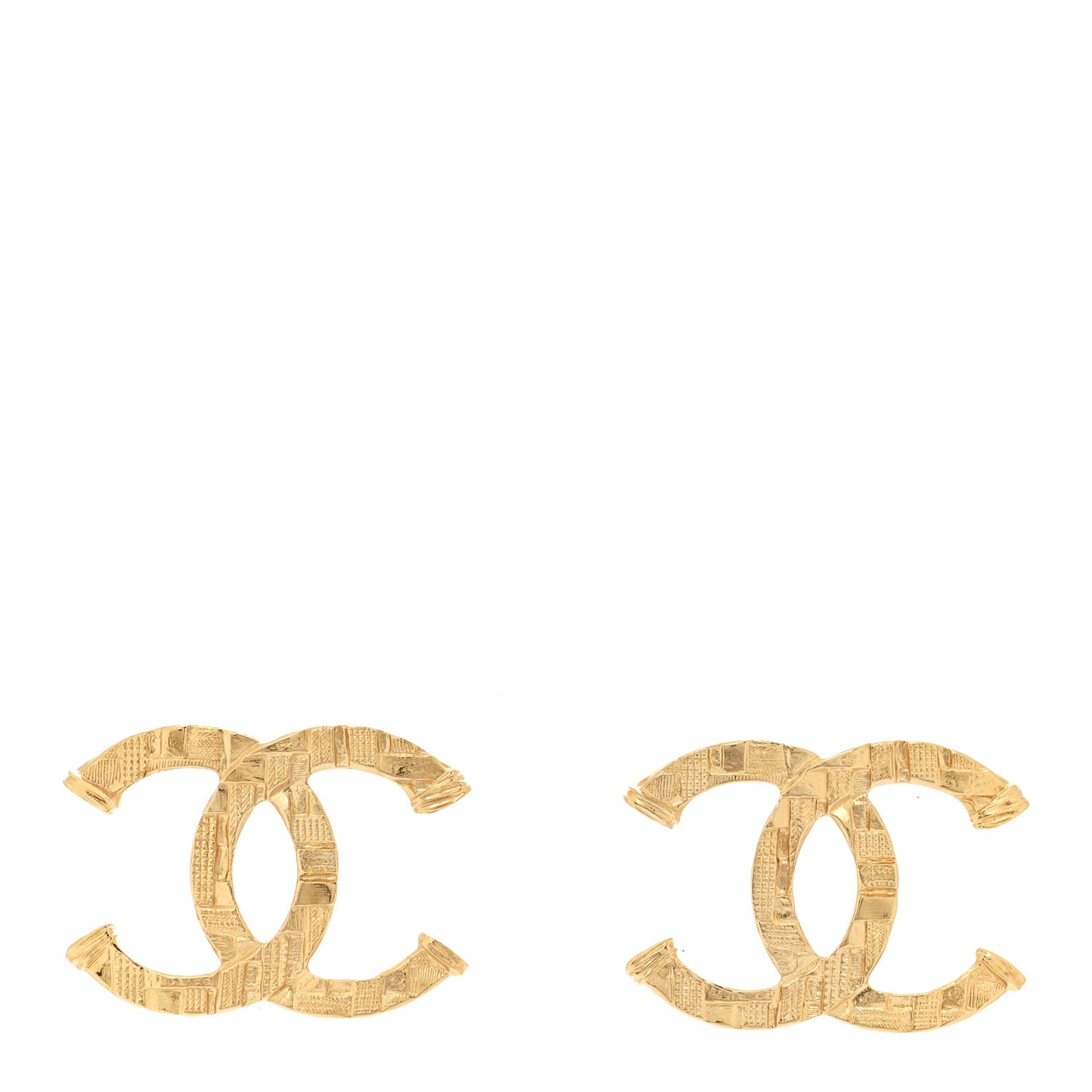 Metal Tweed Effect CC Earrings Gold