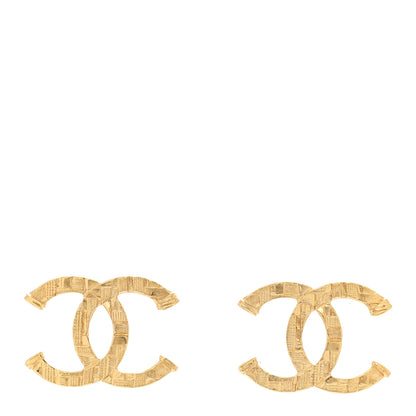 Chanel Metal Tweed Effect CC Earrings Gold 1 of 4
