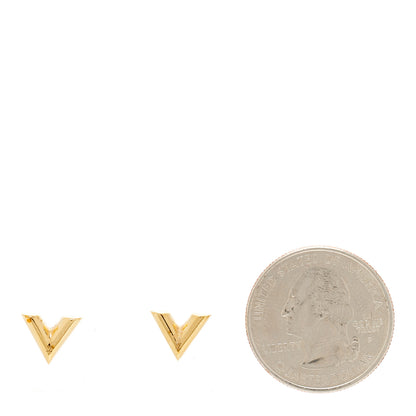 Louis Vuitton Brass Essential V Stud Earrings Gold 2 of 4