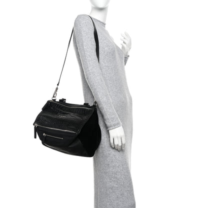 Givenchy Calfskin Crocodile Embossed Medium Pandora Black 2 of 11