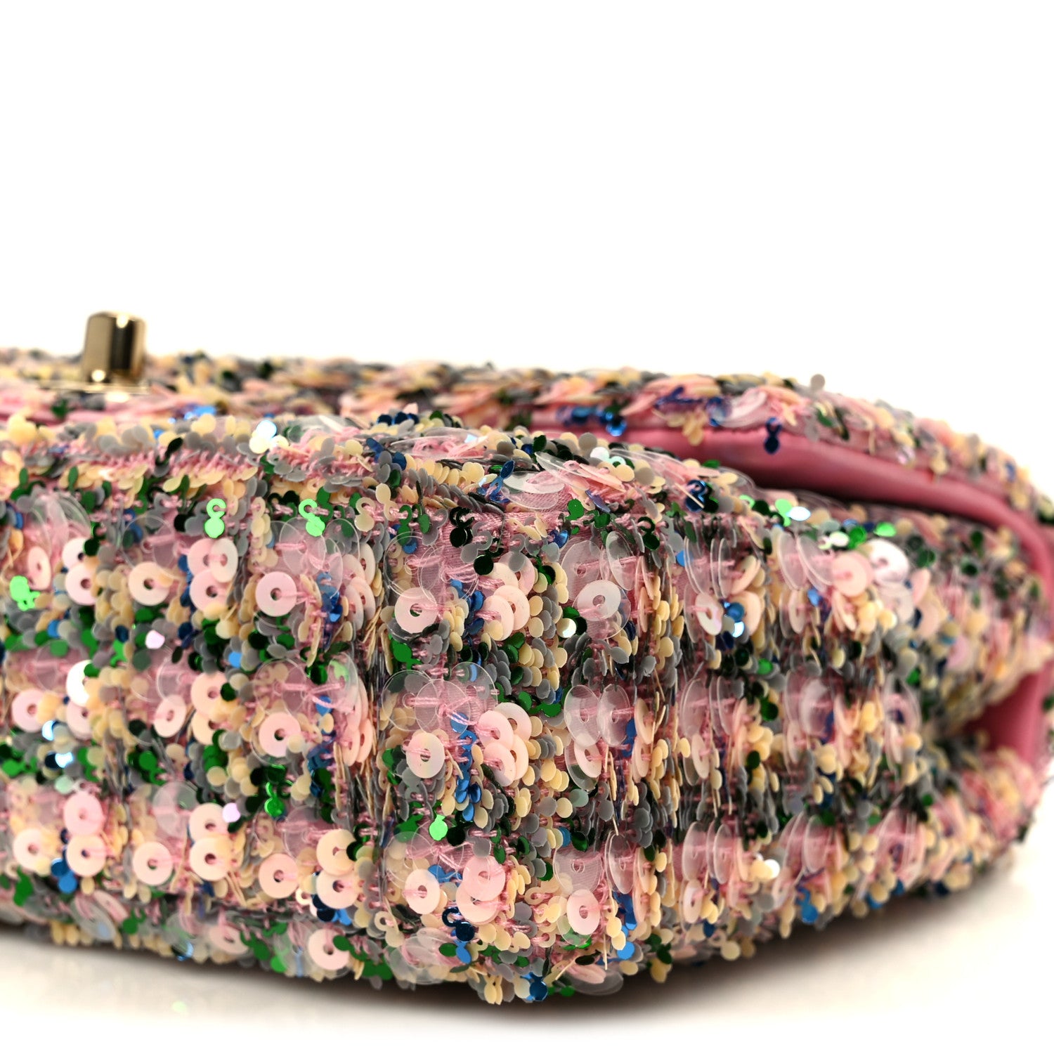 Chanel Sequin Small Single Flap Pink Green Multicolor 11 of 11