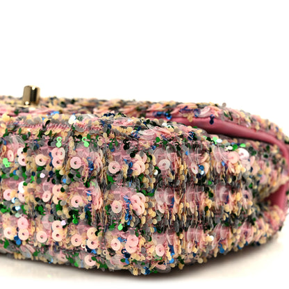 Chanel Sequin Small Single Flap Pink Green Multicolor 11 of 11