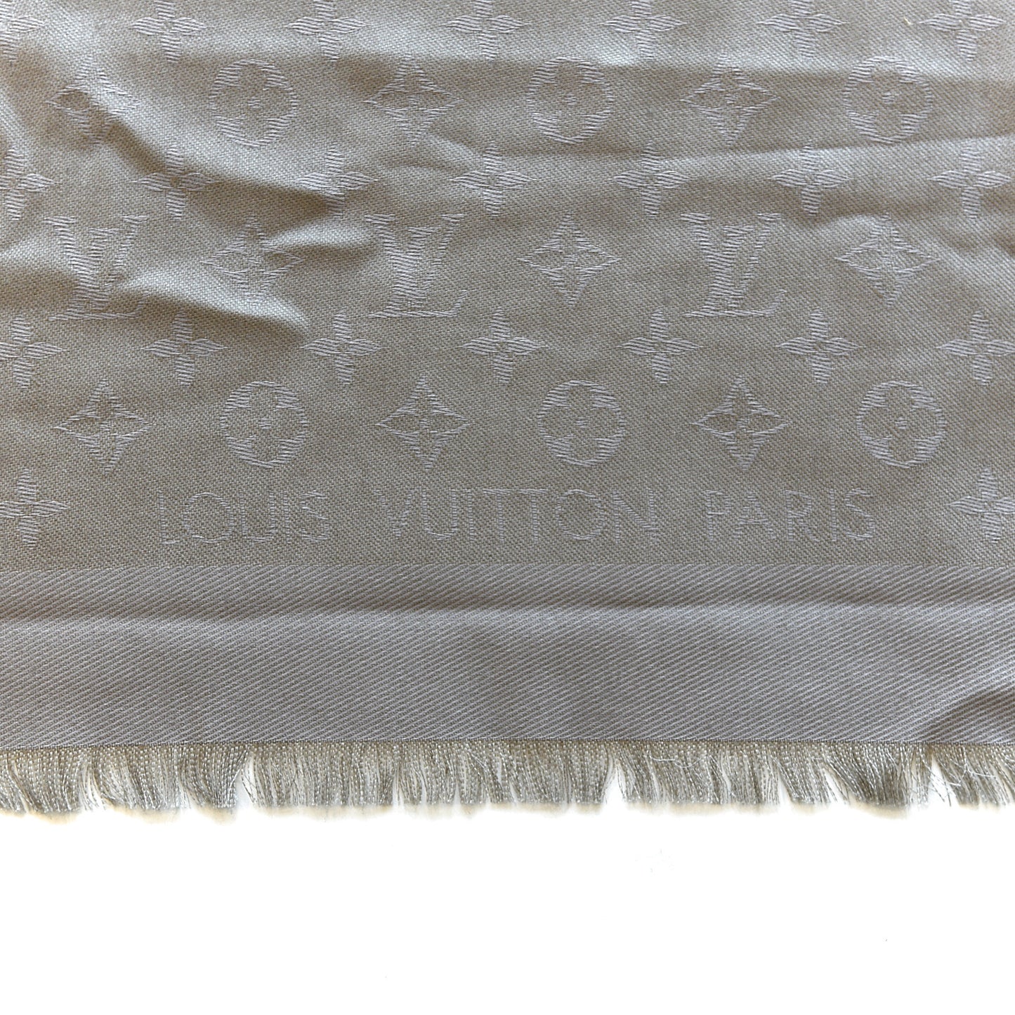 Silk Wool Monogram Shawl Beige