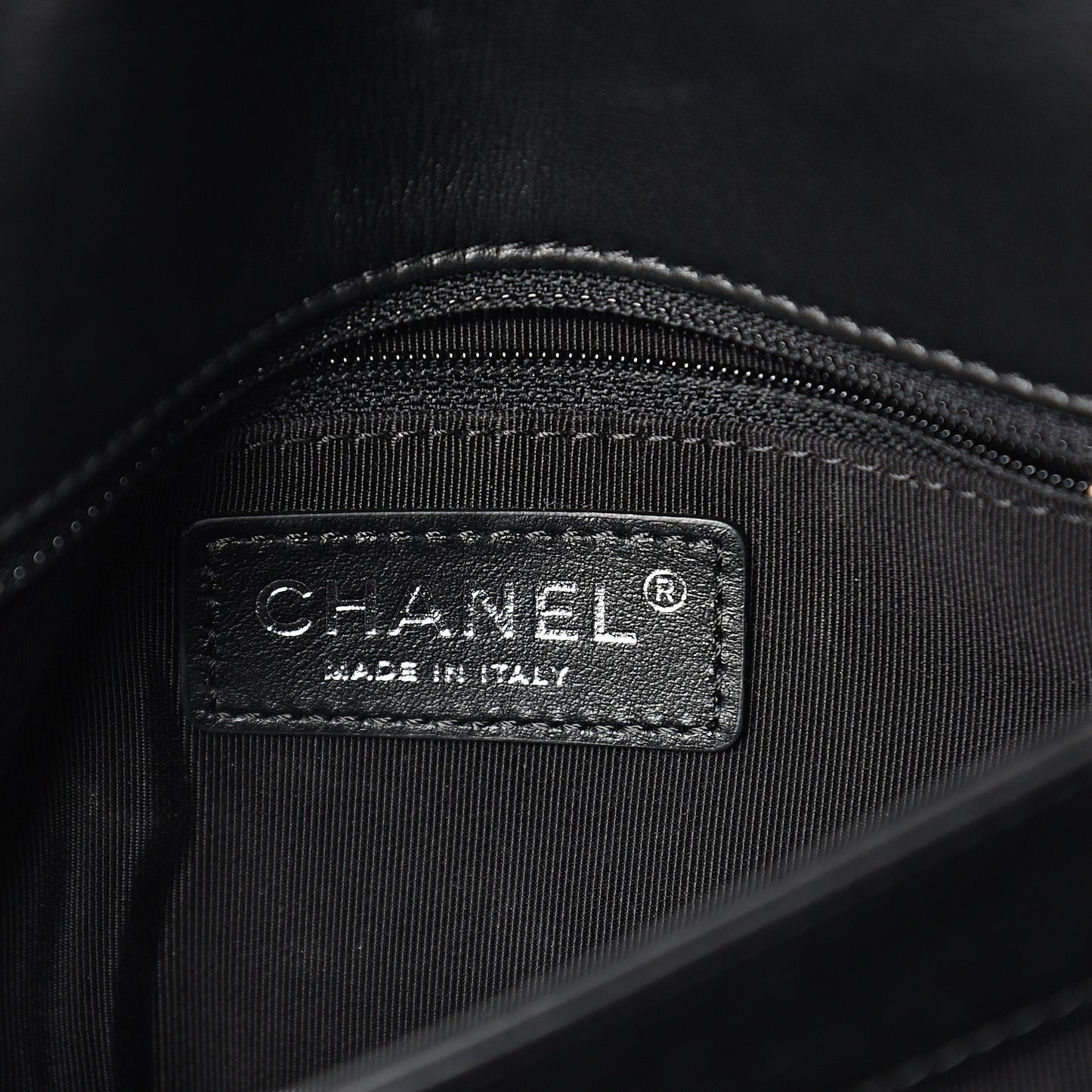 Calfskin Studded Chevron Quilted Flap Black