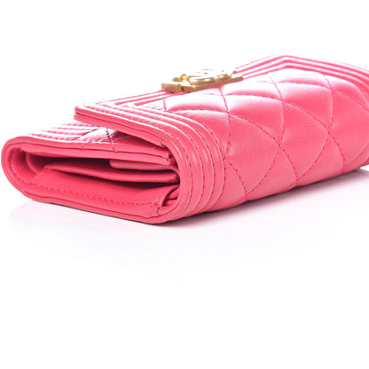 Chanel Lambskin Quilted Compact Boy Wallet Fuchsia 14 of 17