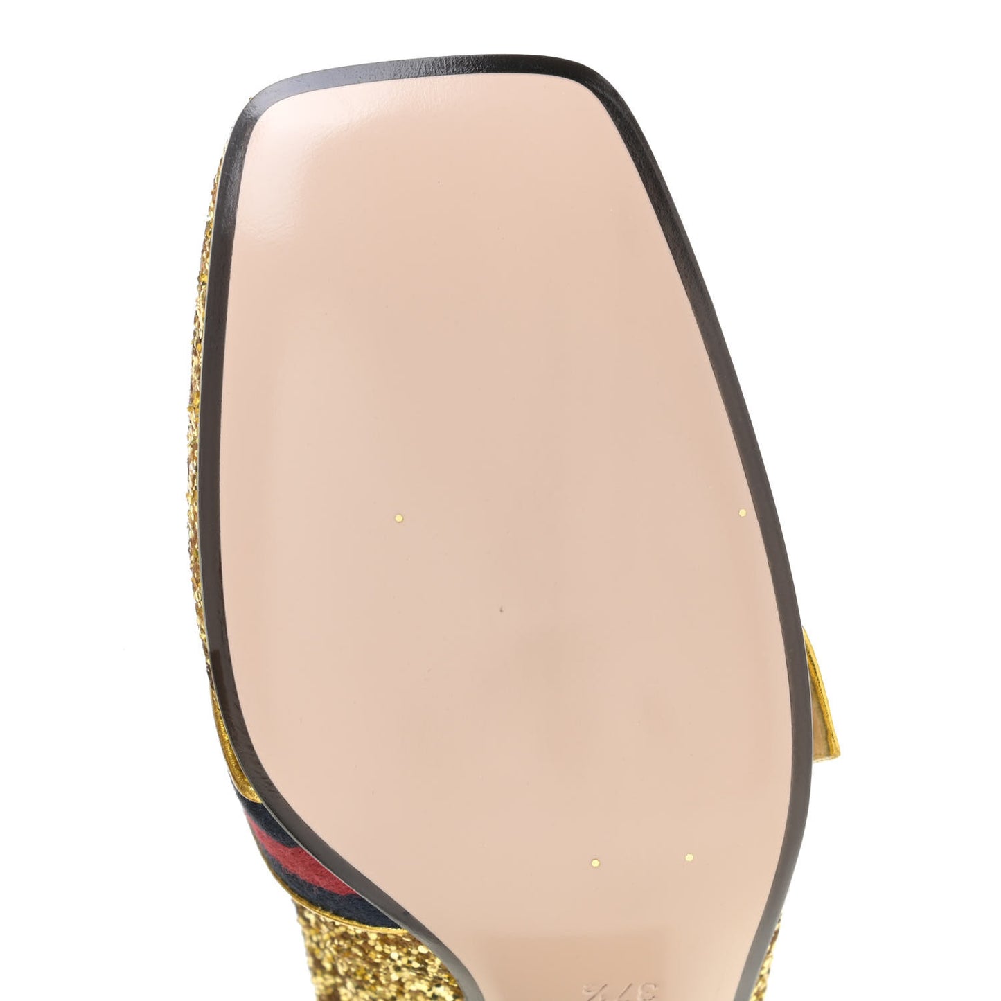 Glitter Nappa Web Peyton 75mm Loafer Pumps 37.5 Oro Vecchio