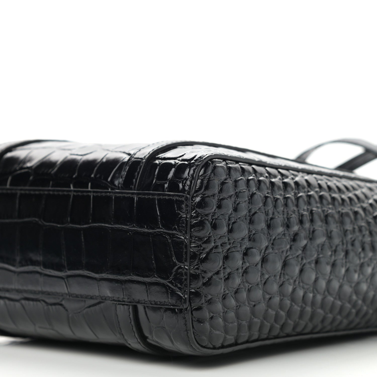 Balenciaga Shiny Calfskin Logo Crocodile Embossed XXS Everyday Tote Black 9 of 9