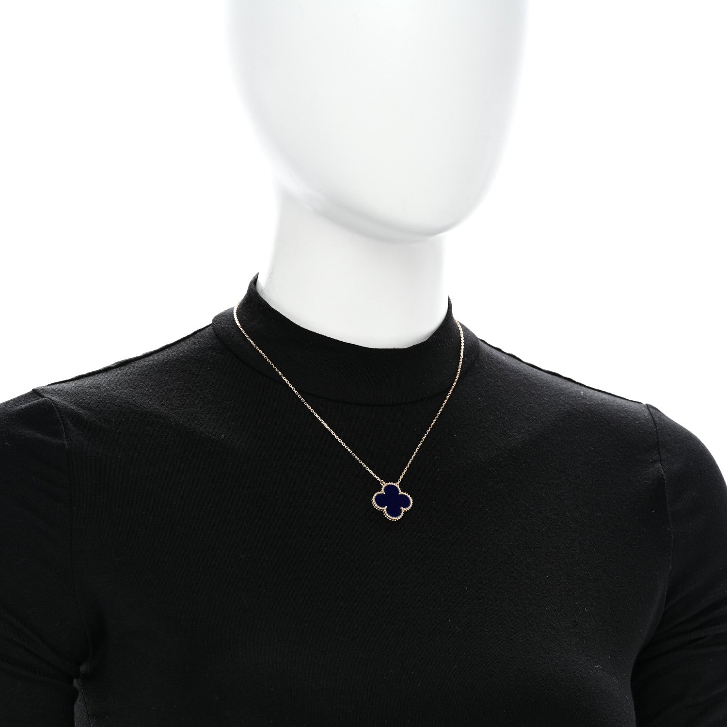 Van Cleef & Arpels 18K Yellow Gold Blue Sevres Porcelain Magic Alhambra Vendome Necklace 2 of 5