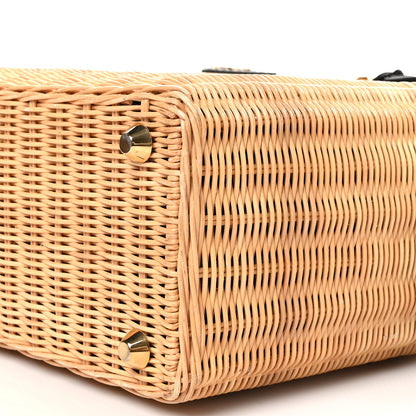 Prada Wicker Canvas Tote Naturale Black 9 of 9
