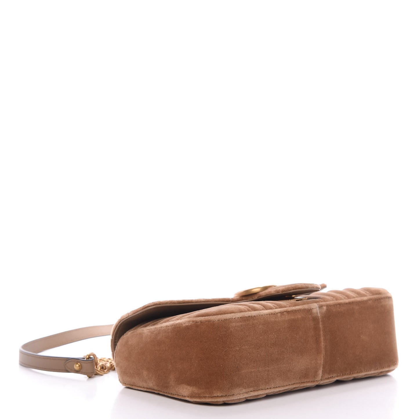 Velvet Matelasse Small GG Marmont Shoulder Bag Taupe