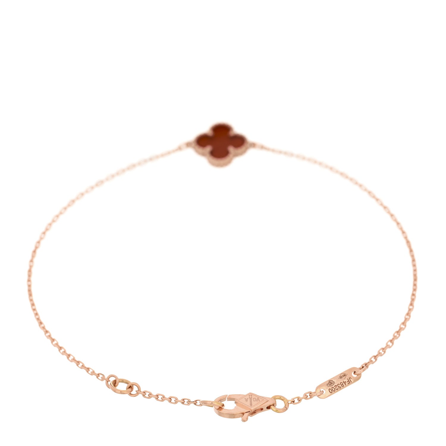 Van Cleef & Arpels 18K Rose Gold Carnelian Sweet Alhambra Bracelet 2 of 5